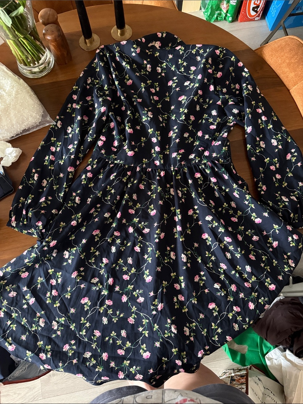 Juicy Couture Navy Floral Long Sleeve Fit-and-Flare Dress - Picture 5 of 5
